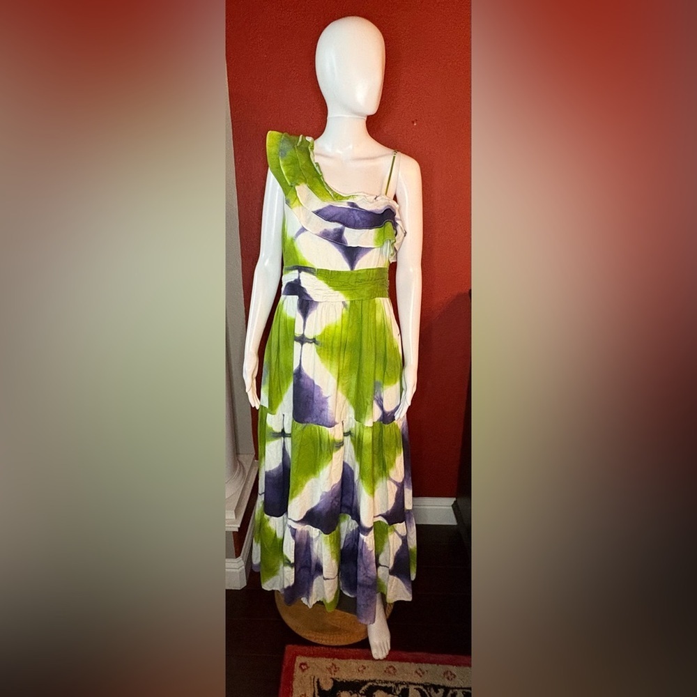 Busayo Collective One-Shoulder Tie-Dye Maxi Dress. Size 12 - Picture 2 of 10